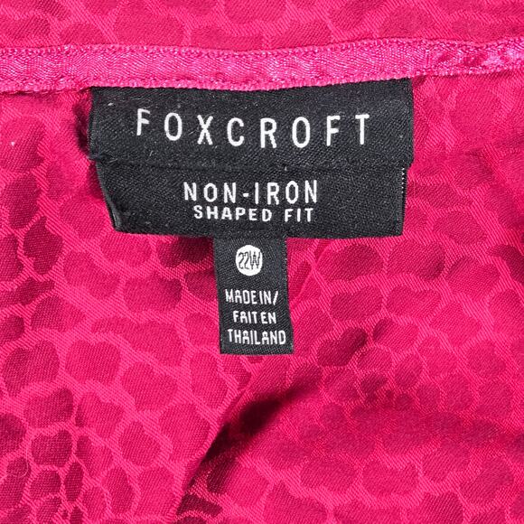 Foxcroft Patterned Long Sleeve V-Neck Button Down Non-Iron Shaped Fit Top 22W - Picture 3 of 8